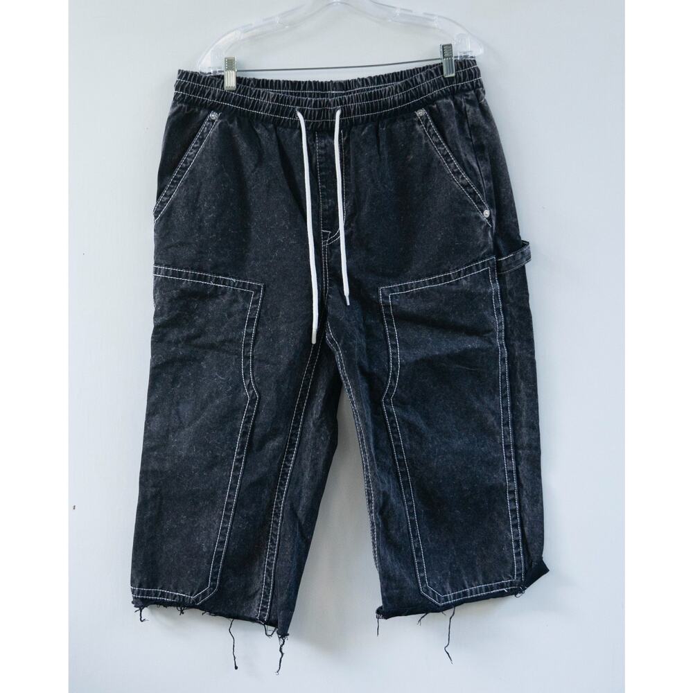 True Religion Vinny Ultra Baggy‎ Carpenter Pants Black Jorts Men’s Size 32